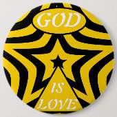 Cyber Yellow & Black Star "God Is Love"  Bold Star 缶バッジ (正面)