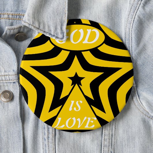 Cyber Yellow & Black Star "God Is Love"  Bold Star 缶バッジ (インサイチュ)