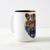 Cybernetic Bio-Mechanical Tiger Portrait ツートーンマグカップ (正面左)