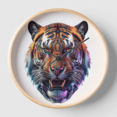 Cybernetic Bio-Mechanical Tiger Portrait 壁時計 (正面)