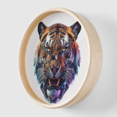 Cybernetic Bio-Mechanical Tiger Portrait 壁時計 (傾斜)