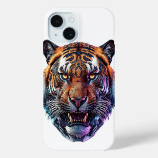 Cybernetic Bio-Mechanical Tiger Portrait iPhone 15ケース
