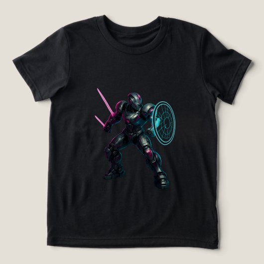 Cybernetic Gladiator – Neon Blade Warrior トライブレンドTシャツ (デザイン正面)