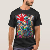 Cybernetic Knight on Rainbow Motorcycle Tシャツ (正面)