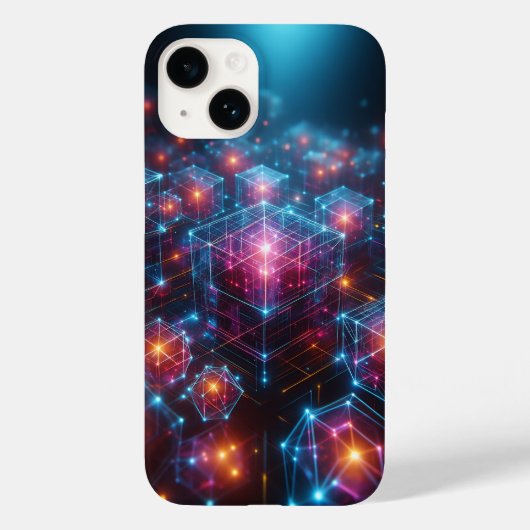 Cybernetic Neon Crystal Matrix Phone Case Glowing Case-Mate iPhoneケース (裏面)