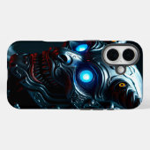 Cybernetic Oni Mask with Glowing Blue Eyes - Futur Case-Mate iPhoneケース (裏面 (横))