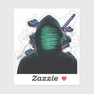 Cybernetic Tech Fusion - Neon Katana & CPU Circuit シール