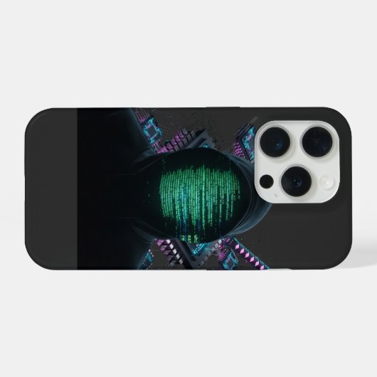Cybernetic Tech Fusion - Neon Katana & CPU Circuit iPhoneケース (裏面横)