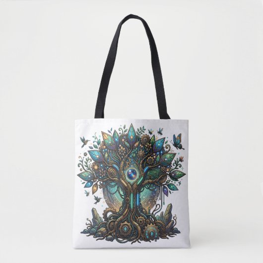 Cybernetic Tree of Life Cosmic Steampunk トートバッグ (正面)