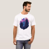 Cyberpunkカラフルシティの水彩スタイル Tシャツ (正面フル)