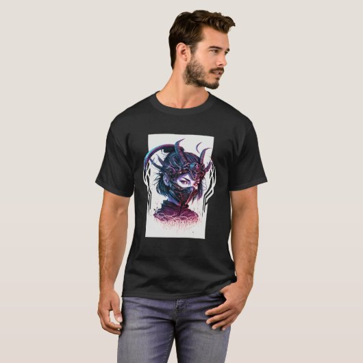 Cyberpunk Aesthetic Samurai Demons Mask Japanese G Tシャツ (正面フル)