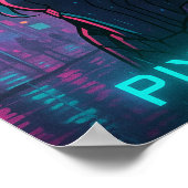 Cyberpunk Anime Girl – Pixel City ポスター (角)