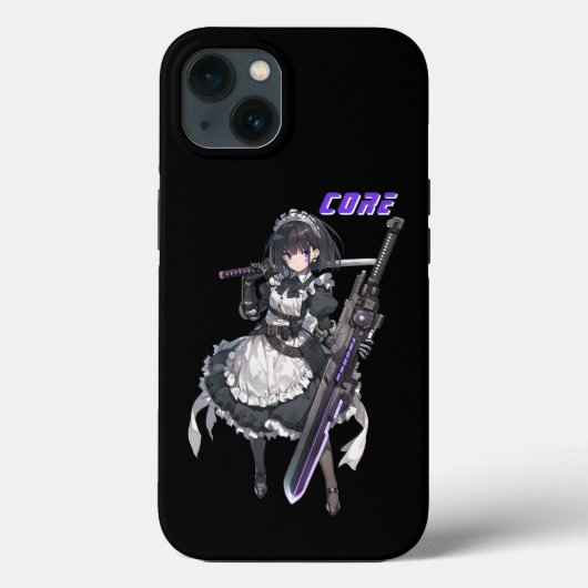Cyberpunk Anime Maid Girl with Weapon Case-Mate iPhoneケース (裏面)