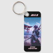 Cyberpunk Anime Miko Japanese Torii Custom Name キーホルダー (正面)