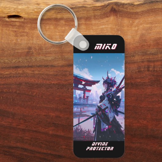 Cyberpunk Anime Miko Japanese Torii Custom Name キーホルダー (正面)