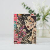 Cyberpunk Anime Portrait Postcard ポストカード (スタンド正面)