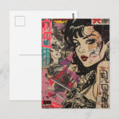 Cyberpunk Anime Portrait Postcard ポストカード (正面/裏面)