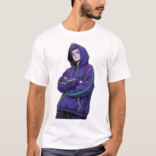 Cyberpunk Anime Streetwear Hoodie Character Tシャツ (正面)