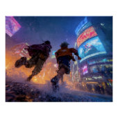 Cyberpunk Anime Warriors Rain Fight ポスター (正面)