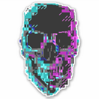 Cyberpunk ASCIIグリッチスカルシール シール