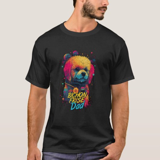 Cyberpunk Bichon Frise-Loving Dads Futuristic Bich Tシャツ (正面)