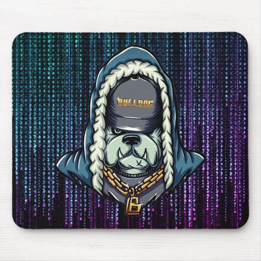 Cyberpunk Bulldog Neon Mouse Pad マウスパッド (正面)