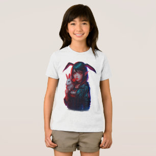 Cyberpunk Bunny Girl – ネオンクールキッズTシャツ トライブレンドＴシャツ