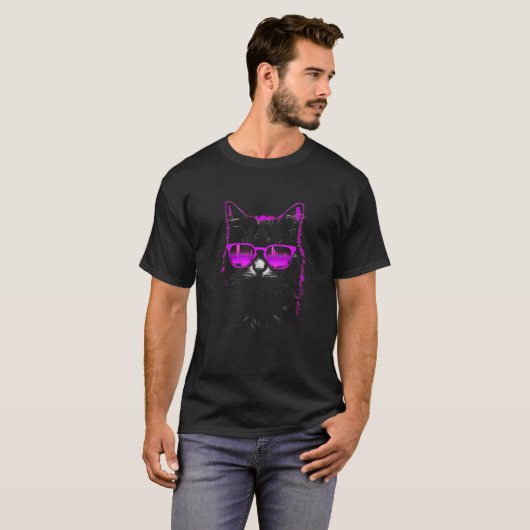 Cyberpunk Cat Design Tシャツ (正面フル)