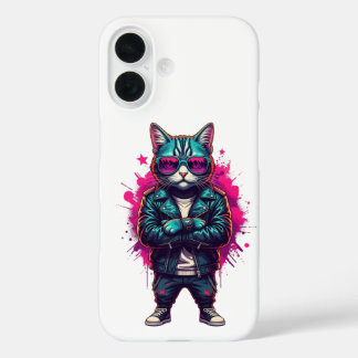 Cyberpunk Cat iPhone 16ケース – ネオンサムライ通り