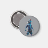 Cyberpunk Cat Keychain Magnet – Neon Tech Design マグネット (正面/裏面)