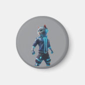 Cyberpunk Cat Keychain Magnet – Neon Tech Design マグネット (正面)