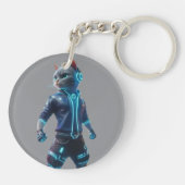 Cyberpunk Cat Keychain – Neon Futuristic Cat キーホルダー (裏面)