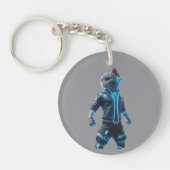 Cyberpunk Cat Keychain – Neon Futuristic Cat キーホルダー (正面)