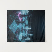 Cyberpunk Chess, Neon Digital Board Game S タペストリー (正面(横))