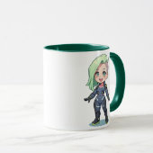 Cyberpunk Chibi Girl Green Hair マグカップ (正面右)