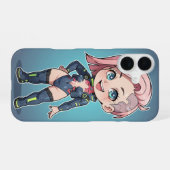 Cyberpunk Chibi Girl iPhone 16ケース (裏面横)