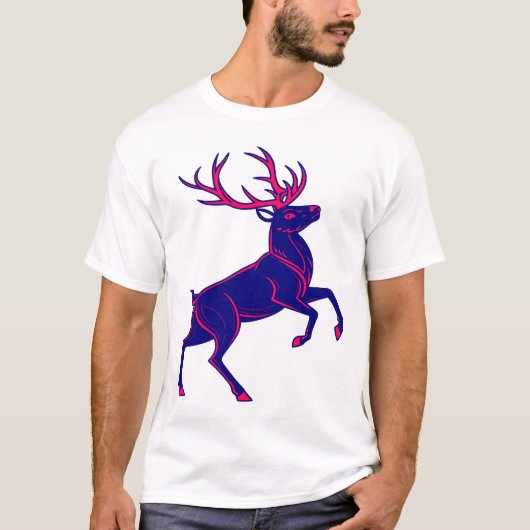 Cyberpunk Christmas Reindeer Neon Glow Shirt Tシャツ (正面)