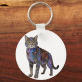 Cyberpunk Circuit Cat – Neon Tech Beast キーホルダー (正面)