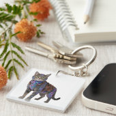 Cyberpunk Circuit Cat – Neon Tech Beast キーホルダー (正面右)