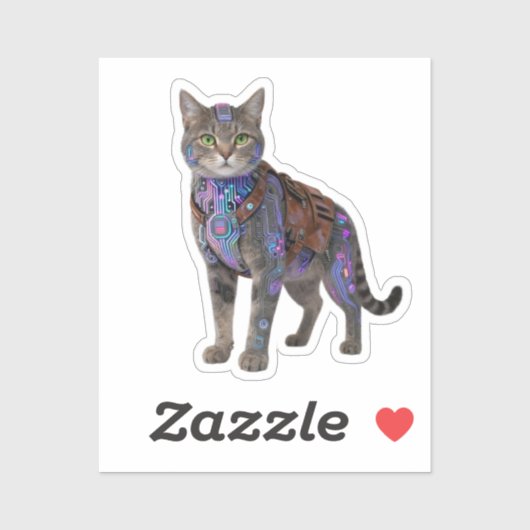 Cyberpunk Circuit Cat – Neon Tech Beast シール (シート)