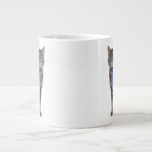 Cyberpunk Circuit Cat – Neon Tech Beast ジャンボコーヒーマグカップ (正面)