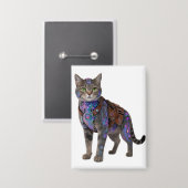 Cyberpunk Circuit Cat – Neon Tech Beast 缶バッジ (正面/裏面)