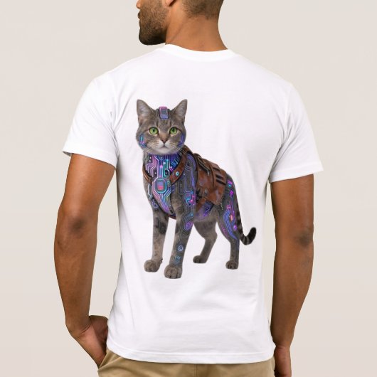 Cyberpunk Circuit Cat – Neon Tech Beast Tシャツ (裏面)