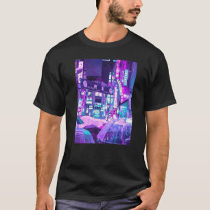 Cyberpunk City Sci Fi Night Tokyo Japan Urban Noir Tシャツ