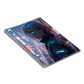 Cyberpunk Cityscape Poster Futuristic Female Hacke ノートブック (右側)