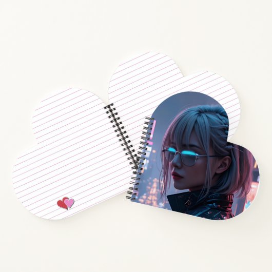 Cyberpunk Cityscape Poster Futuristic Female Hacke ノートブック (内部)