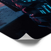 Cyberpunk Cityscape Poster Futuristic Female Hacke ポスター (角)