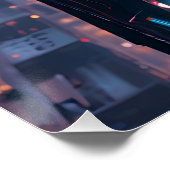 Cyberpunk Cityscape Poster Futuristic Female Hacke ポスター (コーナー)