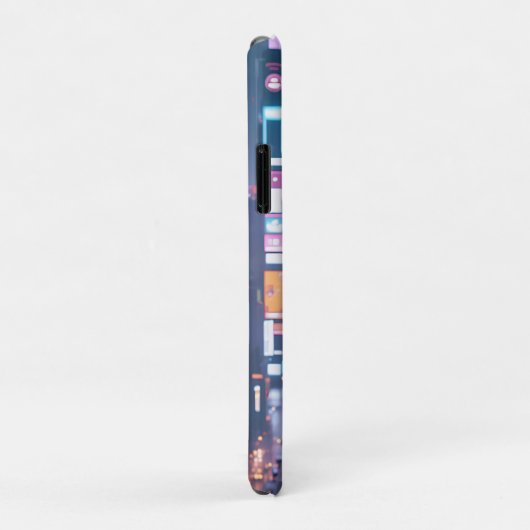 Cyberpunk Cityscape Poster Futuristic Female Hacke Case-Mate iPhoneケース (裏面/右)