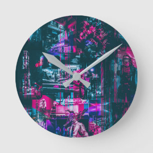 Cyberpunk clock ラウンド壁時計